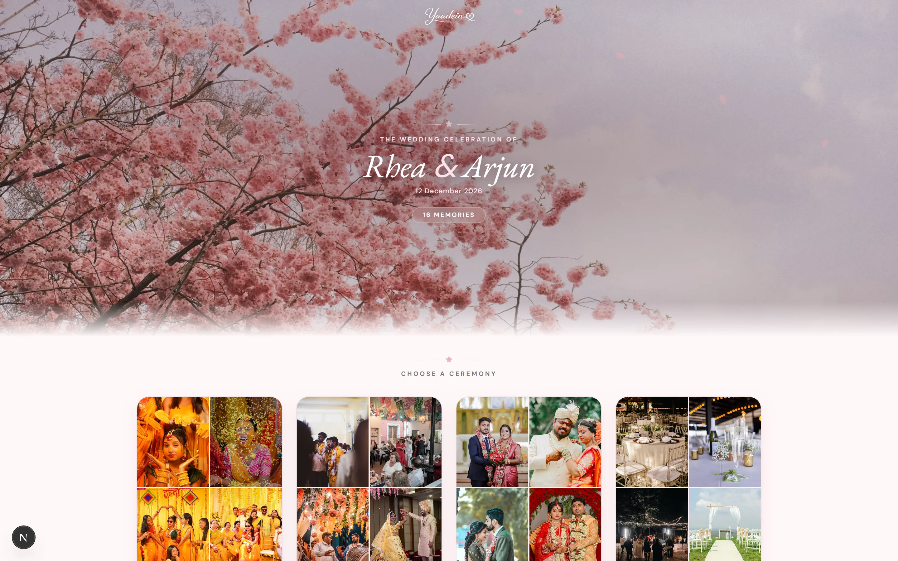 The Yaadein couple album for the sample Rhea and Arjun wedding, organised by ceremony